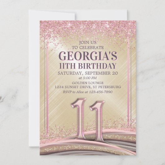 ガールズ11th誕生日招待状 招待状 (正面)