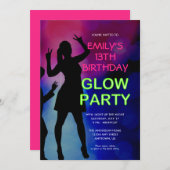 ガールズ13th誕生日グローパーティの招待状 招待状 (正面/裏面)