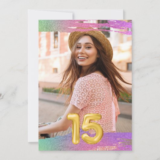ガールズ15thバルーンフォトバースデーパーティー 招待状 (正面)