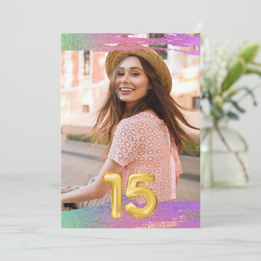 ガールズ15thバルーンフォトバースデーパーティー 招待状 (スタンド正面)