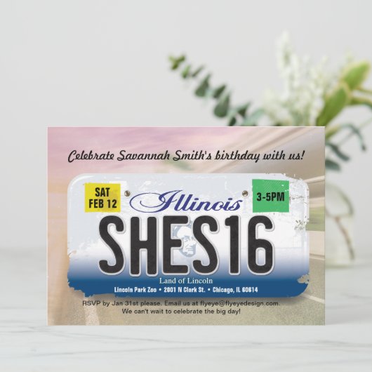 ガールズ16誕生日イリノイライセンス招待状 招待状 (スタンド正面)
