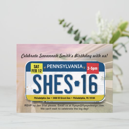ガールズ16誕生日ペンシルバニア招待状 招待状 (スタンド正面)