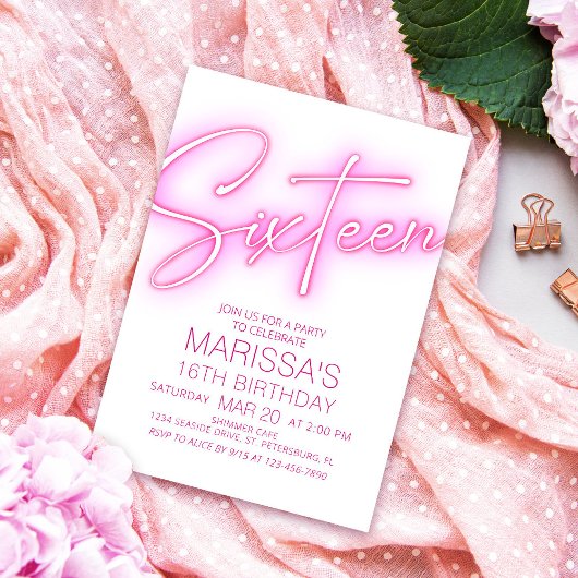 ガールズ16thネオン10代の誕生日 招待状
