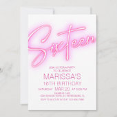 ガールズ16thネオン10代の誕生日 招待状 (正面)