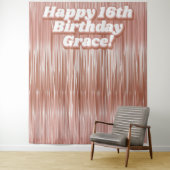 ガールズ16th誕生日バラ金ゴールドフェイクティンセルバック タペストリー (インサイチュ)