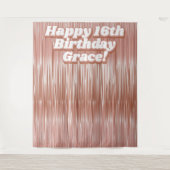 ガールズ16th誕生日バラ金ゴールドフェイクティンセルバック タペストリー (正面)