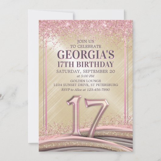 ガールズ17th誕生日招待状 招待状 (正面)