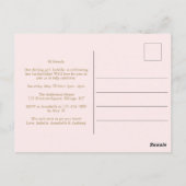 ガールズ1stバースデーピンク金ゴールドグリッター招待状 ポストカード (裏面)