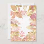 ガールズ1stバースデーピンク金ゴールドサファリ 招待状 (裏面)