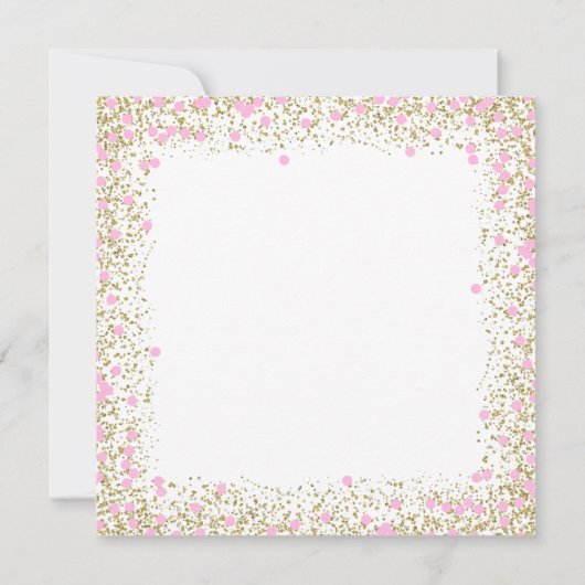 ガールズ1st誕生日パーティーピンク金ゴールドグリッター 招待状 (裏面)