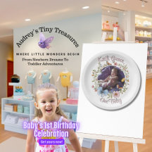 ガールズ1th誕生日春バタフライ紙プレート