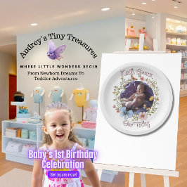 ガールズ1th誕生日春バタフライ紙プレート ペーパープレート