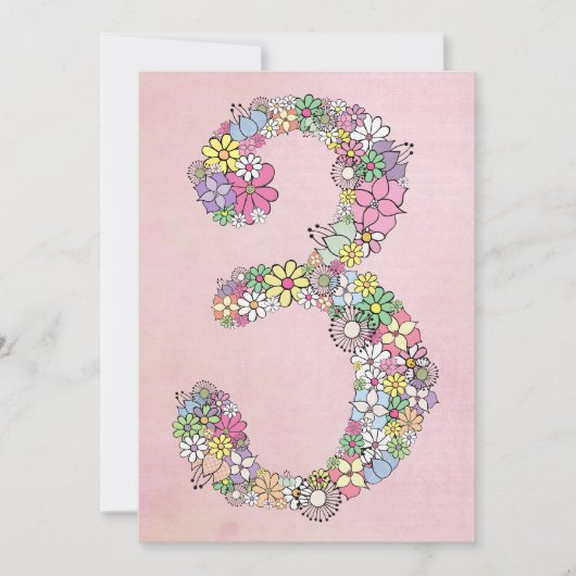 ガールズ3rdバースデーパーティーカスタム招待状招待状 招待状 (正面)