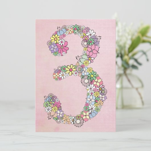 ガールズ3rdバースデーパーティーカスタム招待状招待状 招待状 (スタンド正面)