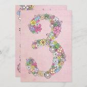 ガールズ3rdバースデーパーティーカスタム招待状招待状 招待状 (正面/裏面)