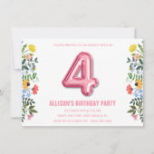 ガールズ4thバルーンバースデーパーティー 招待状 (正面)