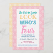 ガールズ4thバースデー招待状ことわざ 招待状 (正面/裏面)