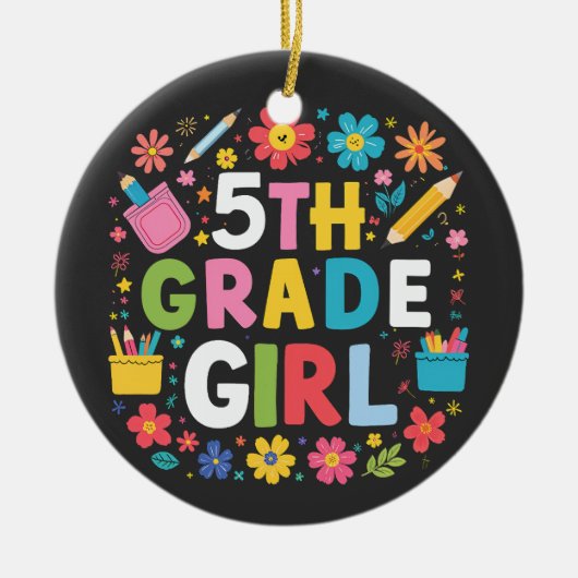 ガールズ5年生ガールズ5年生新学期 セラミックオーナメント (正面)