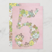 ガールズ5thバースデーパーティーカスタム招待状招待状 招待状 (正面/裏面)