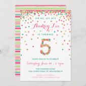 ガールズ5th誕生日招待状誕生日パーティー 招待状 (正面/裏面)