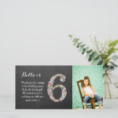 ガールズ6th誕生日フローラサンキューフォトカード サンキューカード (スタンド正面)