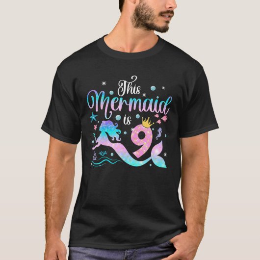 ガールズ9誕生日この人魚は9歳の子供 Tシャツ (正面)