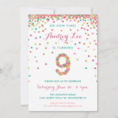 ガールズ9th誕生日招待状誕生日パーティー 招待状 (正面)