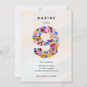 ガールズ9th誕生日9th誕生日フローラパーティー 招待状 (正面)