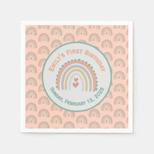 ガールズ&エレガントスイートレインボーライトコーラル スタンダードカクテルナプキン