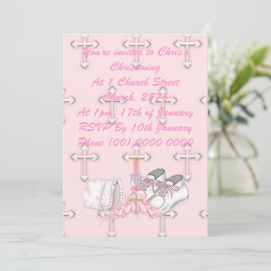 ガールズ《キリスト教》洗礼式や命名式ウィッシュ 招待状 (スタンド正面)