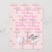 ガールズ《キリスト教》洗礼式や命名式ウィッシュ 招待状 (正面/裏面)
