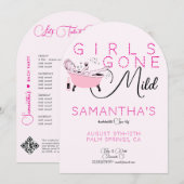 ガールズ・ゴーン・ミルド ピンクスパ バチェロレッテ・パーティー 招待状 (正面/裏面)