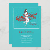 ガールズ・ジャスト・ワナ・ハヴ・ファン ブライダルシャワー 招待状 (正面/裏面)