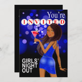 ガールズ・ナイト・アウト・パーティの女の子 | コバルト 招待状 (正面/裏面)