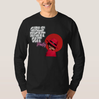 ガールズ・ナイト・アウト パーティーシックな赤い帽子のグラフィック ロングスリーブ Tシャツ