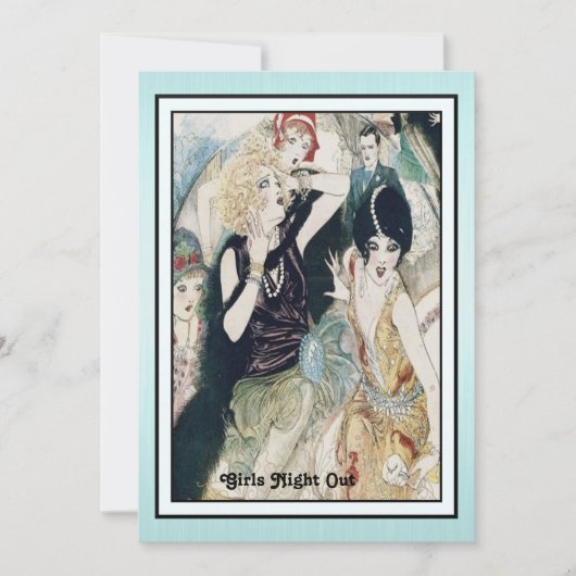 ガールズ・ナイト・アウト・メイhem ヴィンテージ アートデコ カスタム 招待状 (正面)