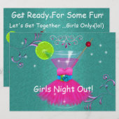 ガールズ ナイト アウト 招待状 ドレス＆コスモ付き (正面/裏面)