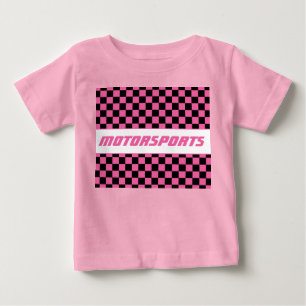ガールズ ピンク ブラック チェック柄 ベビーTシャツ
