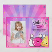 ガールズ フォト ボウリング タイダイ パーティー 招待状 (正面/裏面)