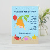 ガールズ·マーメイド·プール·バースデー·パーティー 招待状 (スタンド正面)