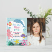 ガールズ レッツ ダイブ ファイブ 5th ピンク ドルフィン 海 フォト 招待状 (スタンド正面)