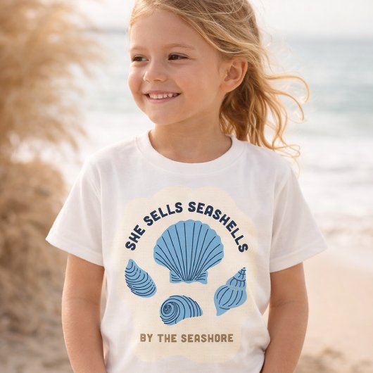 ガールズ レトロ コーストTシャツ 彼女は貝殻を売っています Tシャツ
