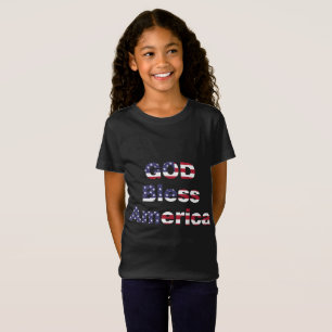 ガールズ 輝く愛国心Tシャツ - 太字の星とストライプ Tシャツ