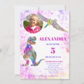 ガールズTレックス第5誕生日フォトピンク招待状 招待状 (正面)