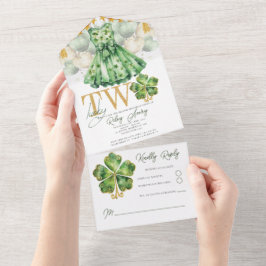 ガールセカンド誕生日セントパトリックの日Rsvp オールインワン招待状