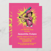 ガールソフトボール誕生日パーティー 招待状 (正面/裏面)