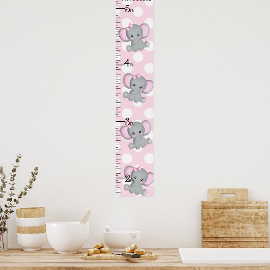 ガールゾウの成長チャート8保x44で任意の色 ポスター (キッチン)