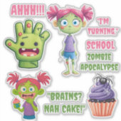 ガールゾンブ誕生日ステッカーシート シール (正面)