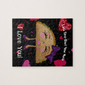 ガールタコパープルリボンハート紙吹雪 ジグソーパズル (横)