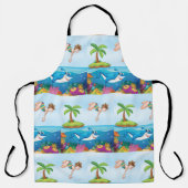 ガールダイビングイン海フレンドリーシャークコーラルリーフ エプロン (正面)